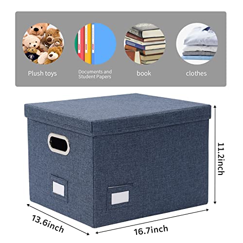 DYWMM File Organizer Collapsible Storage Box for Office File Box with Lids Document Organizer for Office and Home Easy Slide Durable Hanging File Box (Navy Blue) - Image 2