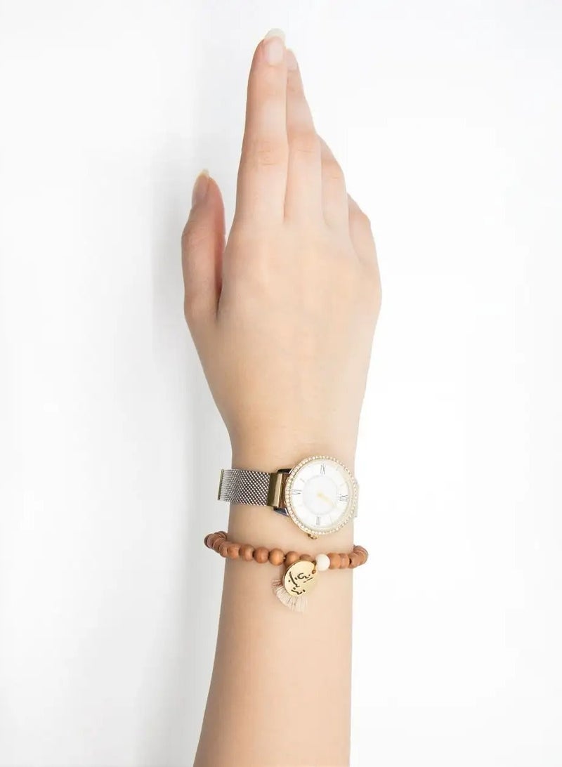 أم أم أيه من معدن الإنسان سبحة وسوار قلادة مطلية بالذهب - Image 4