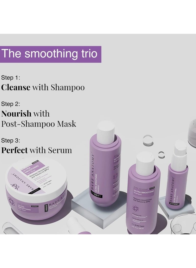 BARE ANATOMY - Anti Frizz Shampoo Hair Mask and Ultra Smoothing Hair Serum Kit Frizz Control Up to 24 Hours with Hyaluronic Acid and Fatty Acids Paraben and Sulphate Free for Women and Men 250ml 250g 50ml - Image 1