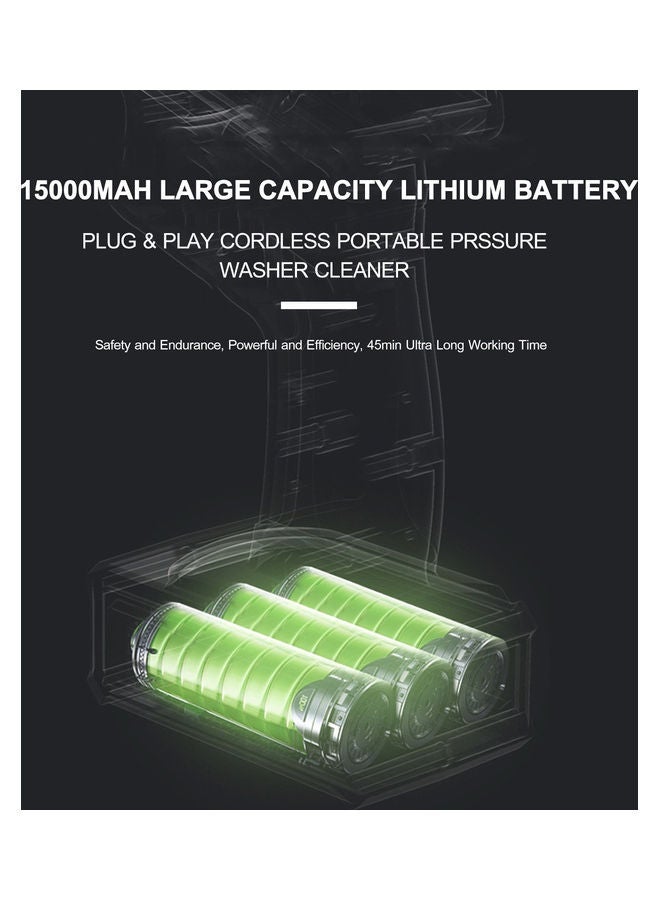 25V 15A Cordless Portable High Pressure Washer – 30Bar Power Washer Machine in Black, Compact Design (21.5 x 21 x 15.5 cm) for Efficient Outdoor Cleaning - Image 3