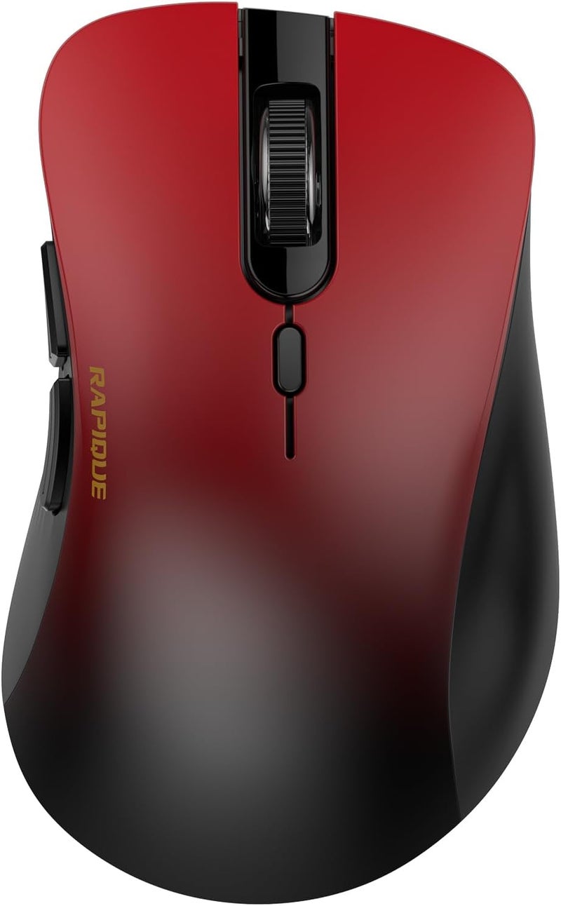 RAPIQUE Bluetooth Wireless Mouse - Dual Bluetooth & 2.4 GHz USB Receiver, Comfortable Grip, Quiet Clicks, Low Power - Multi-Device Compatibility for Laptop, Computer, iPad, MacBook (Gradient Red) - Image 1