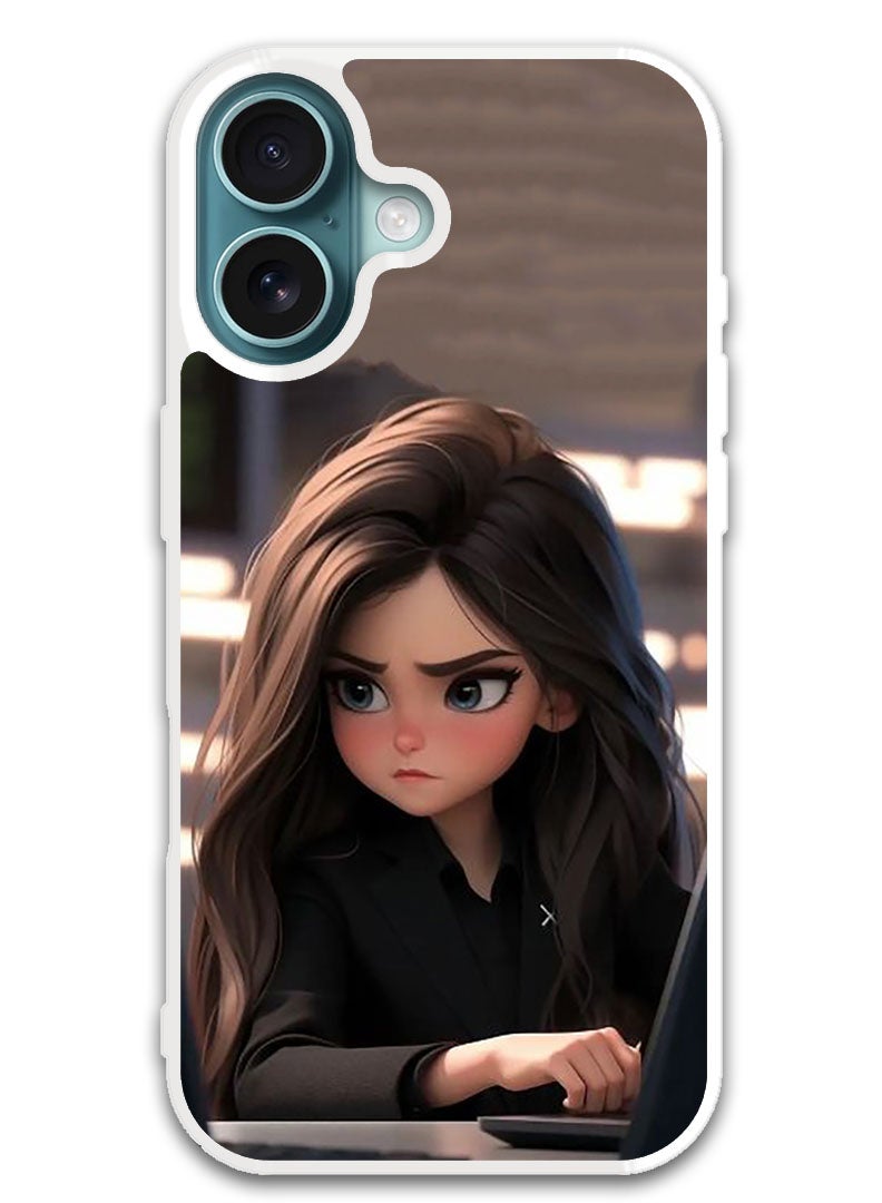 Theodor Protective Case Cover For APPLE IPHONE 16 Plus Angry Girl (White Bumper) - Image 1