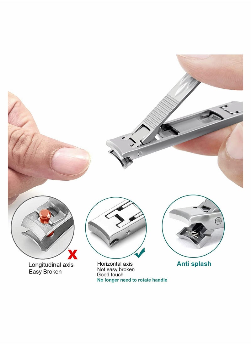 Generic - Premium Stainless Steel Nail Clipper Set - Foldable, Wide Jaw, Safety Lock, Double-Headed Design for Fingernails & Toenails, Includes Sharp Nail File - Image 1