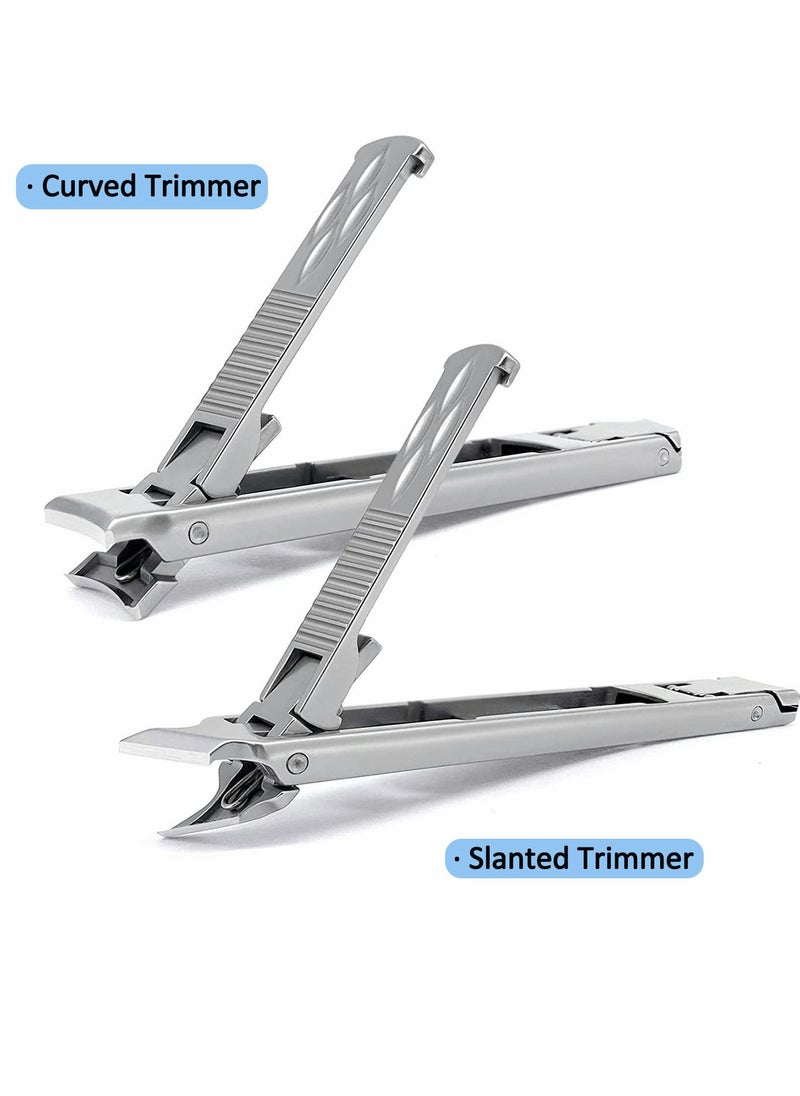 Generic - Premium Stainless Steel Nail Clipper Set - Foldable, Wide Jaw, Safety Lock, Double-Headed Design for Fingernails & Toenails, Includes Sharp Nail File - Image 1