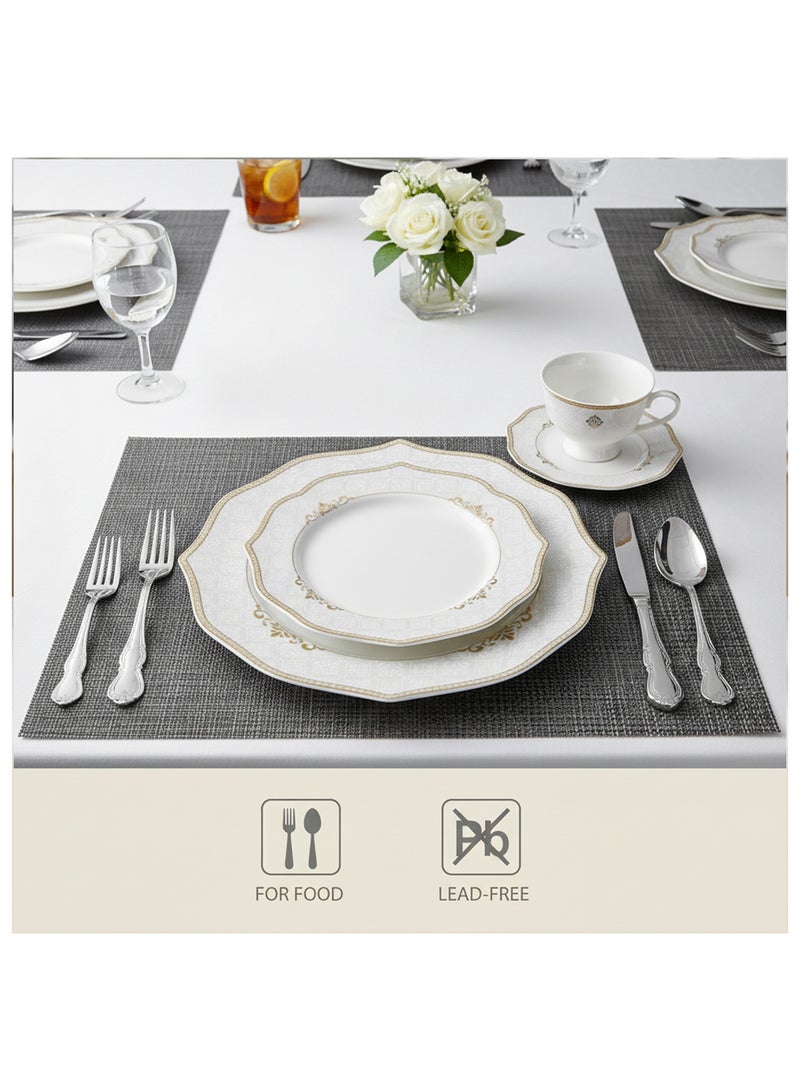 Shallow ZENA 32 Pc New Bone China Dinner Set for 6 Persons  – White with Gold Border, Elegant Tableware for Daily Use, Brunch, Coffee Station, Ramadan, Eid & Festive Dining,Plates,Bowls,cup - Image 4