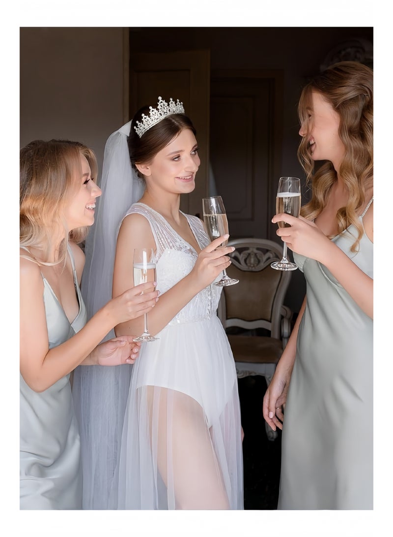 هالامودو تاج فضي كريستالي على شكل تاج الأميرة أنيقة من حجر الراين تاج الملكة للنساء والفتيات وحفلات الزفاف وحفلات أعياد الميلاد - Image 4