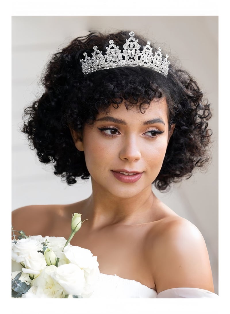 هالامودو تاج فضي كريستالي على شكل تاج الأميرة أنيقة من حجر الراين تاج الملكة للنساء والفتيات وحفلات الزفاف وحفلات أعياد الميلاد - Image 5