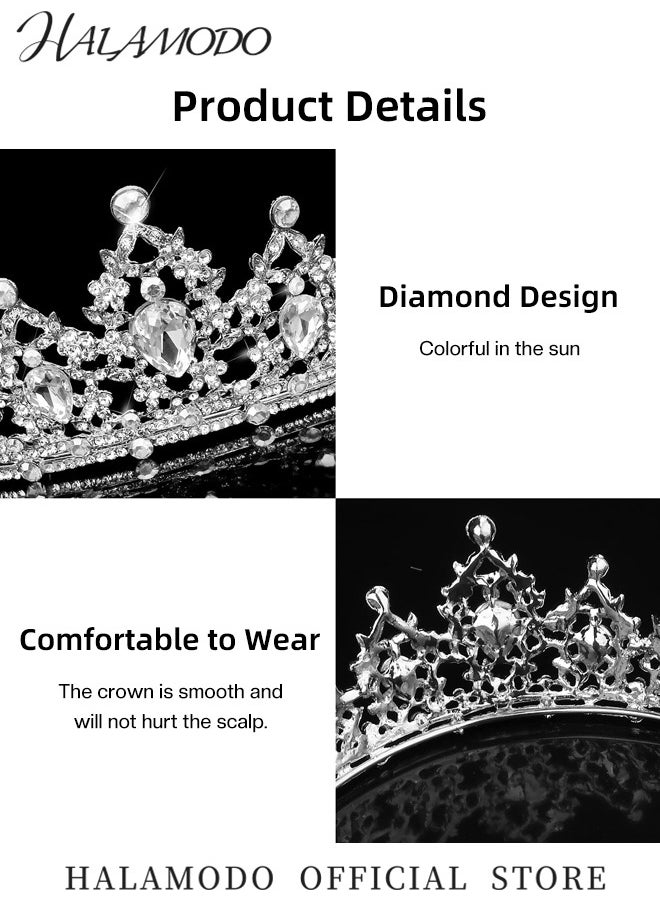 HALAMODO - Crystal Tiara Crown Headband Princess Elegant Crown Rhinestone Queen Tiara for Women Girls Bridal Wedding Prom Birthday Party - Image 1