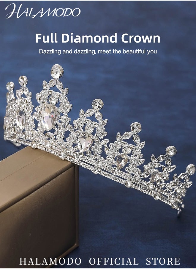 HALAMODO - Crystal Tiara Crown Headband Princess Elegant Crown Rhinestone Queen Tiara for Women Girls Bridal Wedding Prom Birthday Party - Image 1