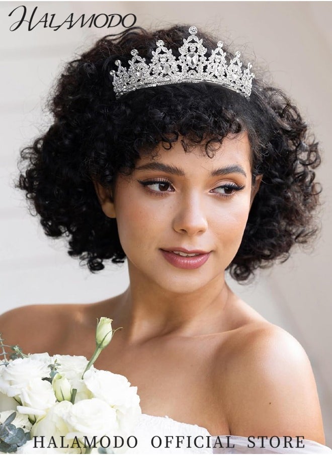 HALAMODO - Crystal Tiara Crown Headband Princess Elegant Crown Rhinestone Queen Tiara for Women Girls Bridal Wedding Prom Birthday Party - Image 1