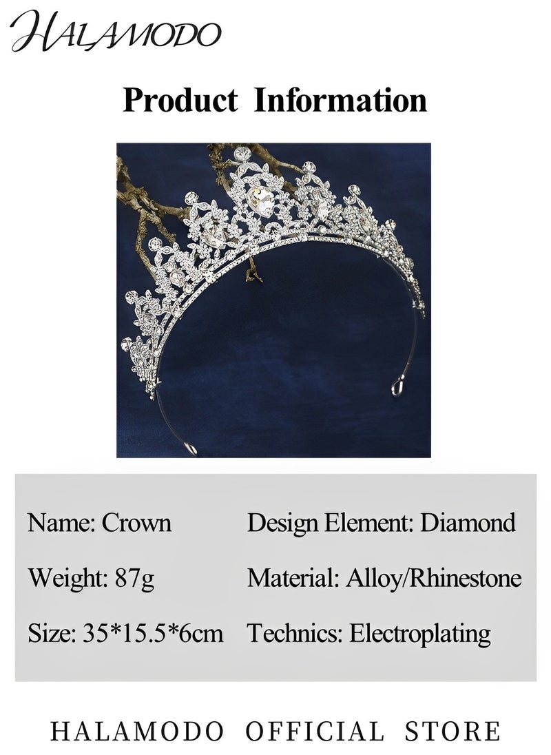 HALAMODO - Crystal Tiara Crown Headband Princess Elegant Crown Rhinestone Queen Tiara for Women Girls Bridal Wedding Prom Birthday Party - Image 1
