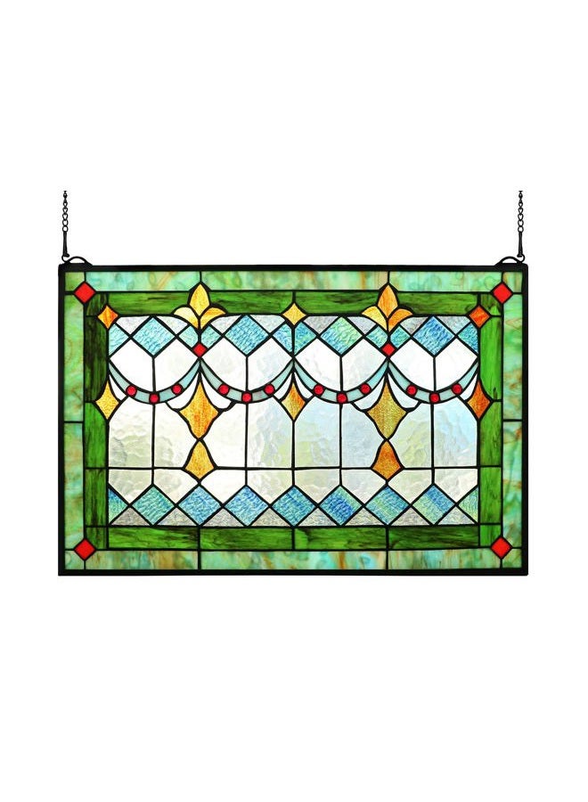 Yogoart Tiffany Style Stained Glass Green Window/Wall Panels 24" X 16" - Image 1