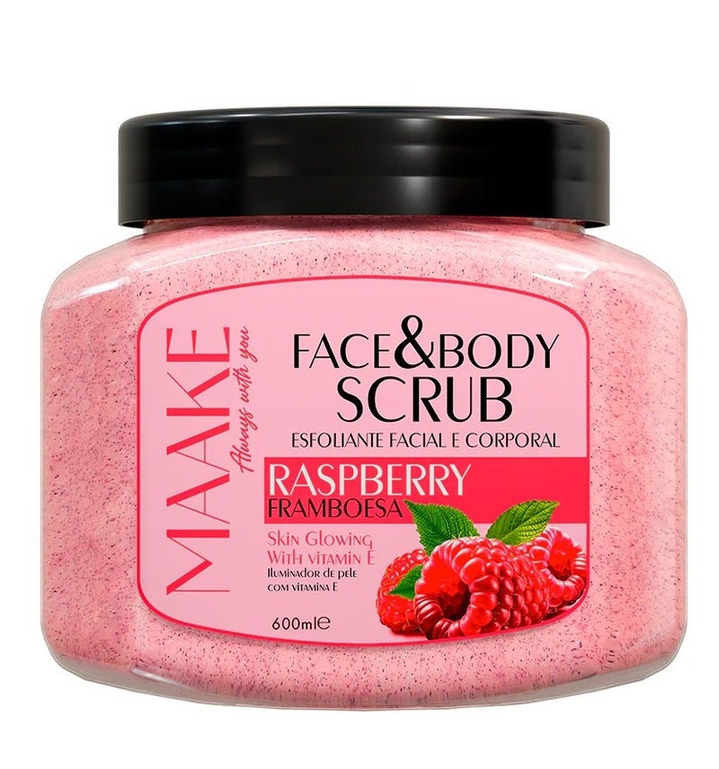 MAAKE Raspberry Skin Glowing Face & Body Scrub 600ml - Image 1