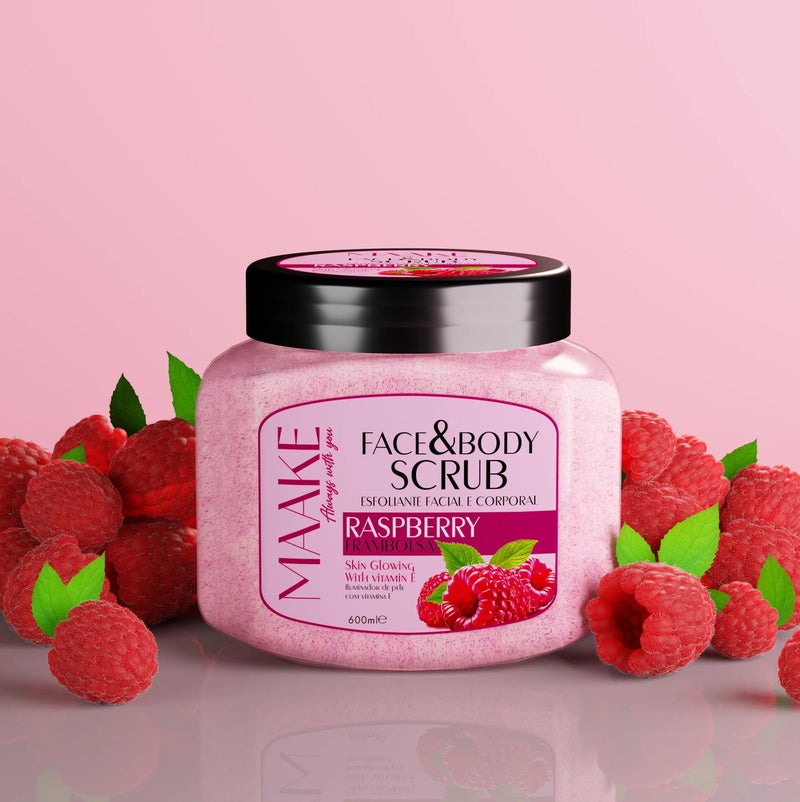 MAAKE Raspberry Skin Glowing Face & Body Scrub 600ml - Image 2