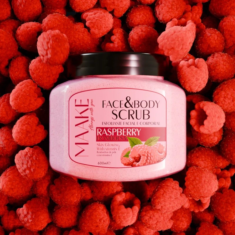 MAAKE Raspberry Skin Glowing Face & Body Scrub 600ml - Image 3