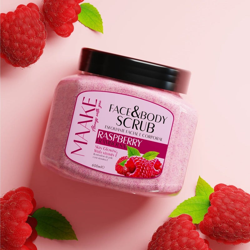 MAAKE Raspberry Skin Glowing Face & Body Scrub 600ml - Image 4