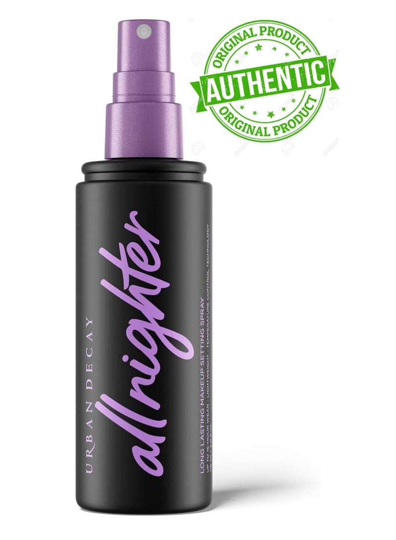 إيربن ديكاي بخاخ تثبيت المكياج طويل الأمد All Nighter من URBAN DECAY - بخاخ تثبيت المكياج الحائز على جوائز - يدوم حتى 16 ساعة - خالٍ من الزيوت، رذاذ دقيق للغاية - تركيبة غير مجففة لجميع أنواع البشرة - 4.0 أونصة سائلة - Image 1