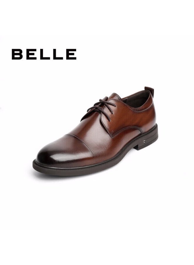 Belle Mall Genuine Leather Men's Business Formal Dress Shoes B3g25cm0 Brown Size 40 - Image 1