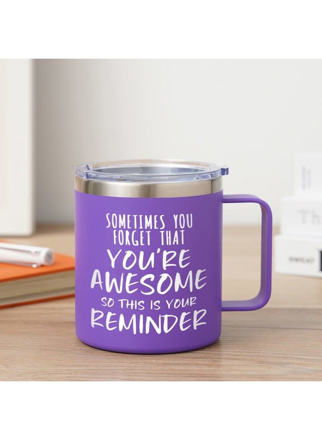 NOWWISH Inspirational 14oz Purple Mug with Handle, Sometimes You Forget You're Awesome Stocking Stuffer for Women, Unique Christmas Birthday Gifts for Her, Mom, Daughter, Wife​ - Image 5