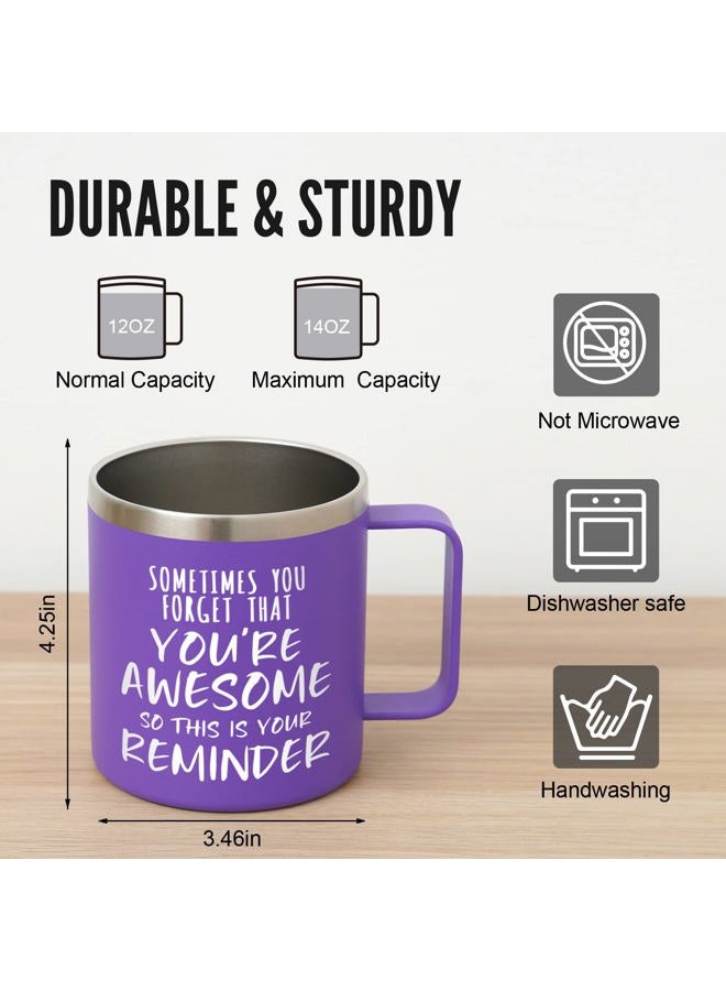 NOWWISH Inspirational 14oz Purple Mug with Handle, Sometimes You Forget You're Awesome Stocking Stuffer for Women, Unique Christmas Birthday Gifts for Her, Mom, Daughter, Wife​ - Image 4