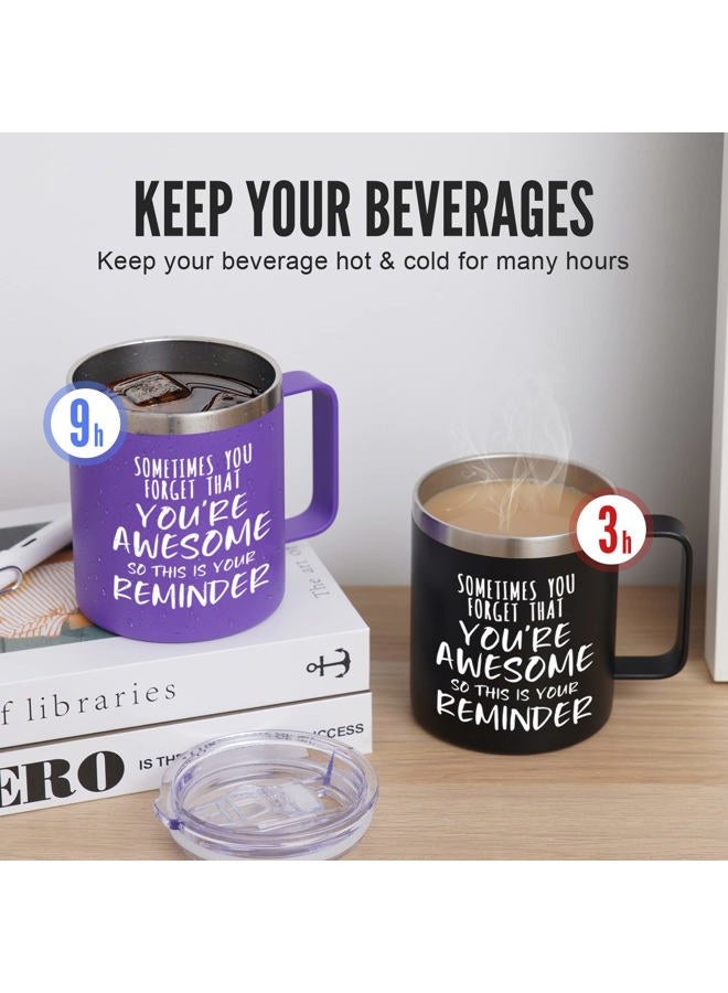 NOWWISH Inspirational 14oz Purple Mug with Handle, Sometimes You Forget You're Awesome Stocking Stuffer for Women, Unique Christmas Birthday Gifts for Her, Mom, Daughter, Wife​ - Image 2