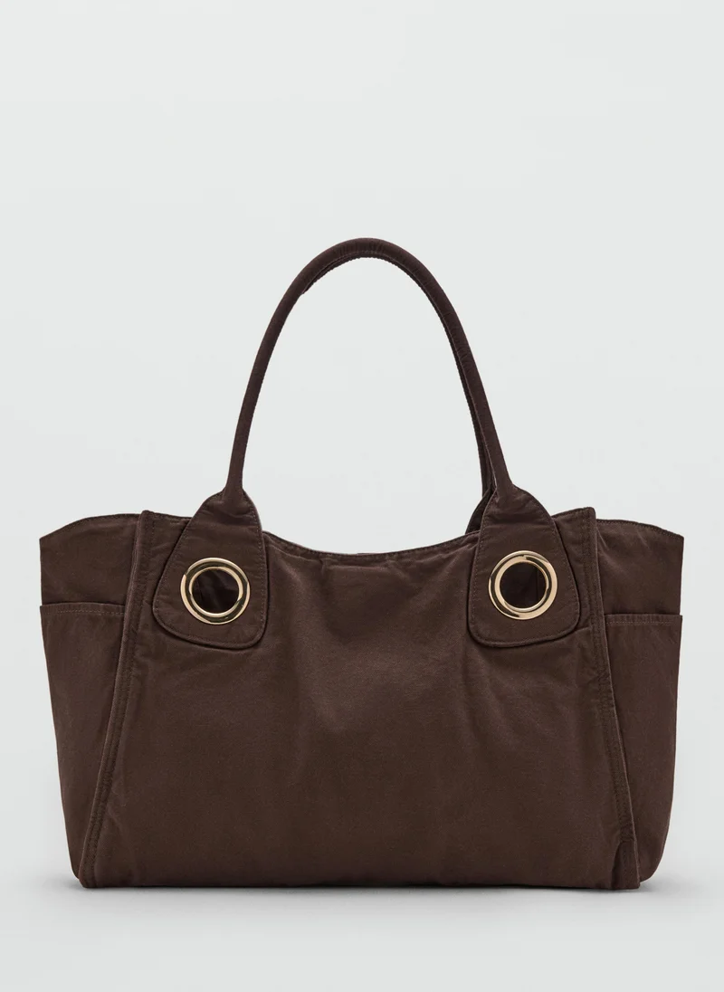 Canvas eyelets handbag
