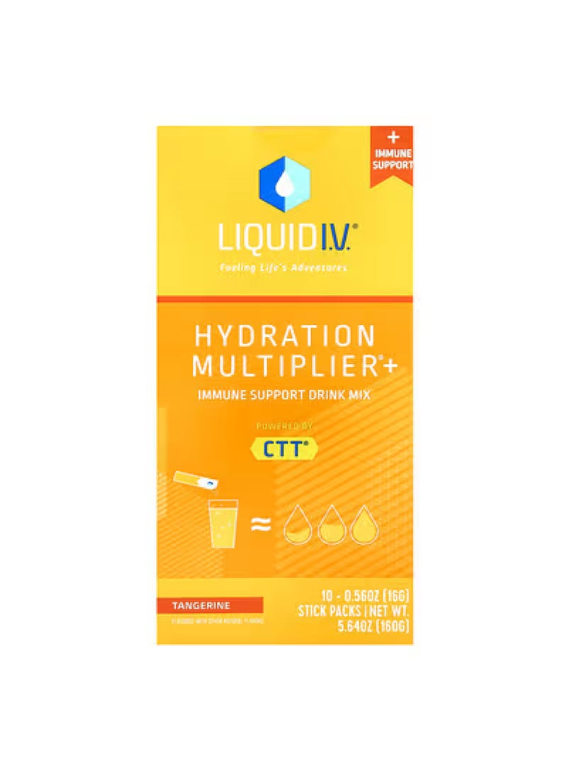 Hydration Multiplier + Immune Support Drink Mix, Tangerine, 10 Stick Packs, 0.56 oz (16 g) Each