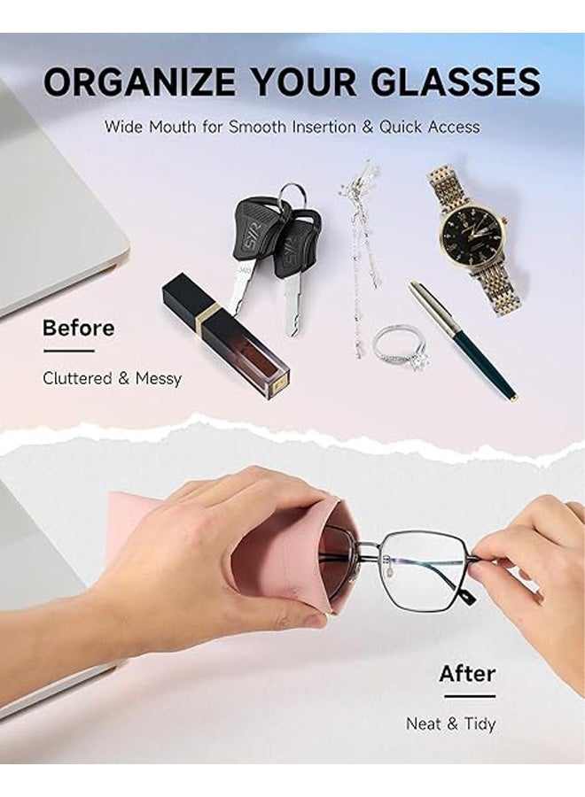 حقيبة النظارات الشمسية، 2 قطعة من البلاستيك الناعم حقائب النظارات للنساء المحمولة العصارة أعلى الجلود حقيبة