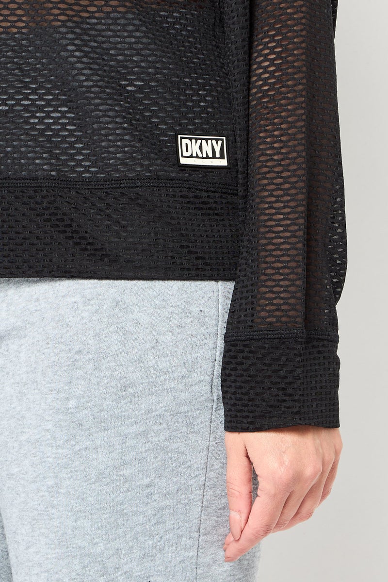 DKNY Women Sportswear Fit Long Sleeves Running Top, Black - Image 3