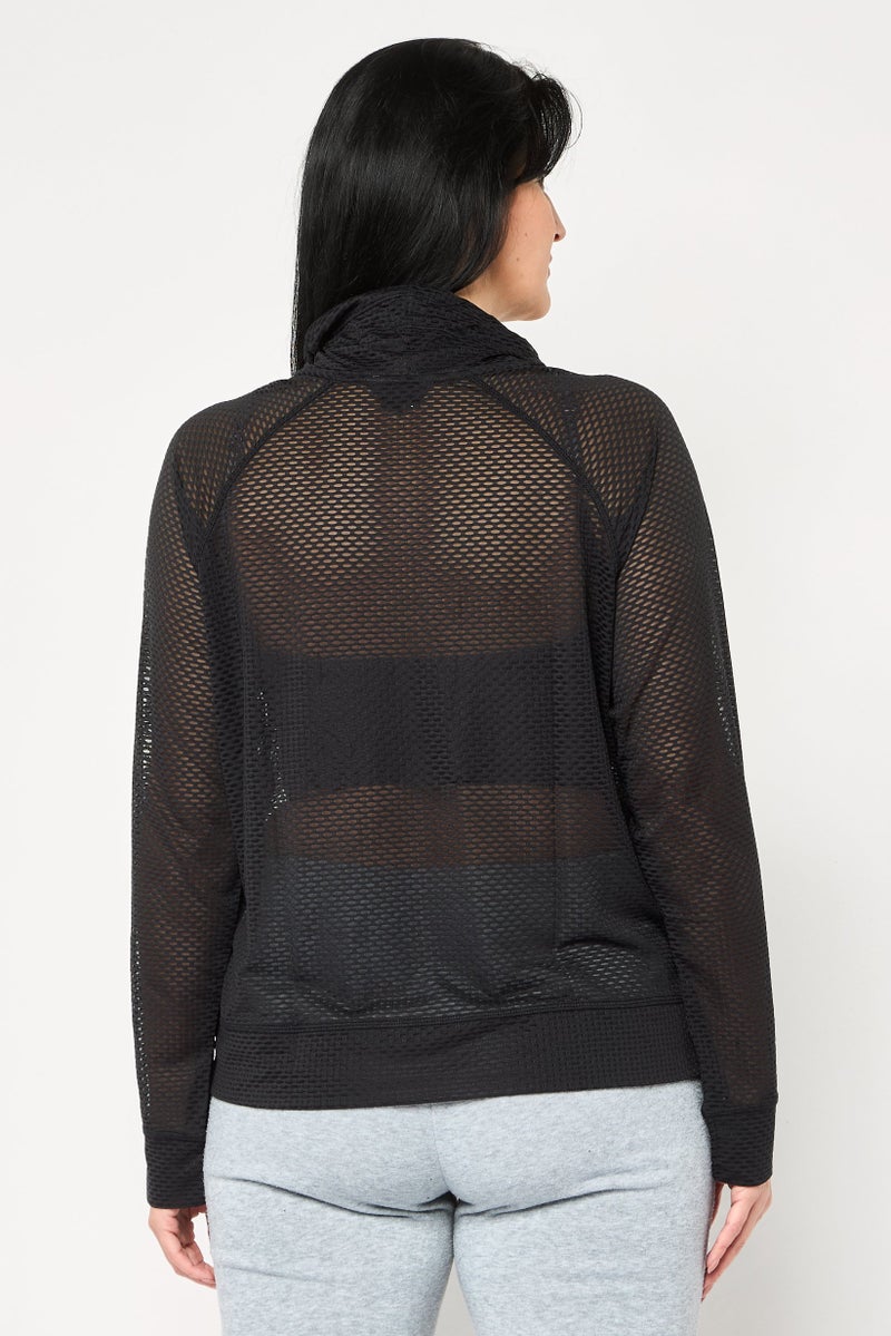 DKNY Women Sportswear Fit Long Sleeves Running Top, Black - Image 4