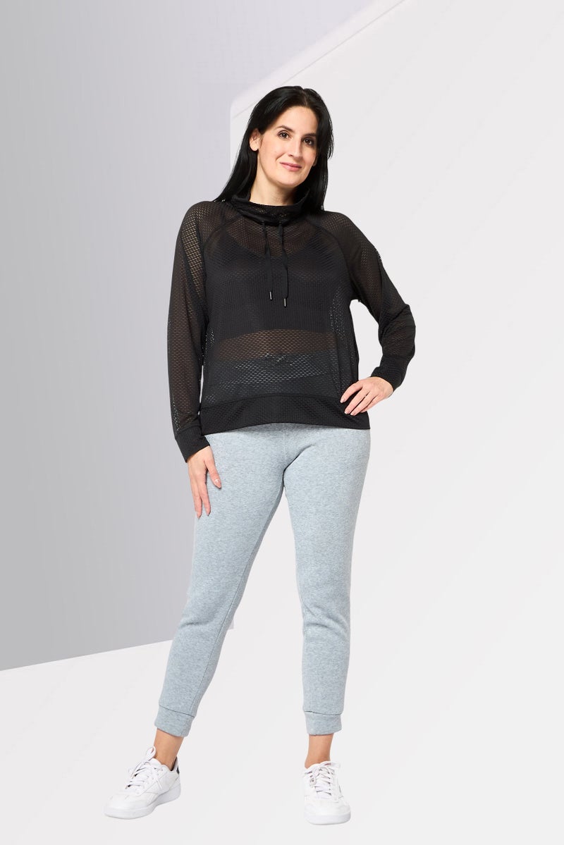 DKNY Women Sportswear Fit Long Sleeves Running Top, Black - Image 2