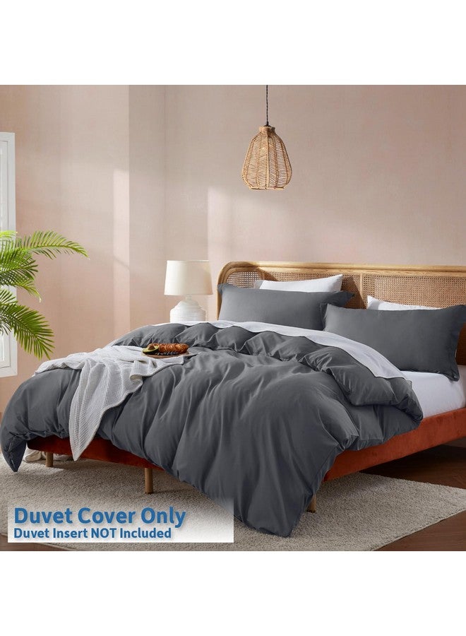 Nestl Nestl Bedding 3 Piece Microfiber Duvet Cover Set with 2 Pillow Shams, King, Charcoal Gray by Nestl Bedding  - Image 2