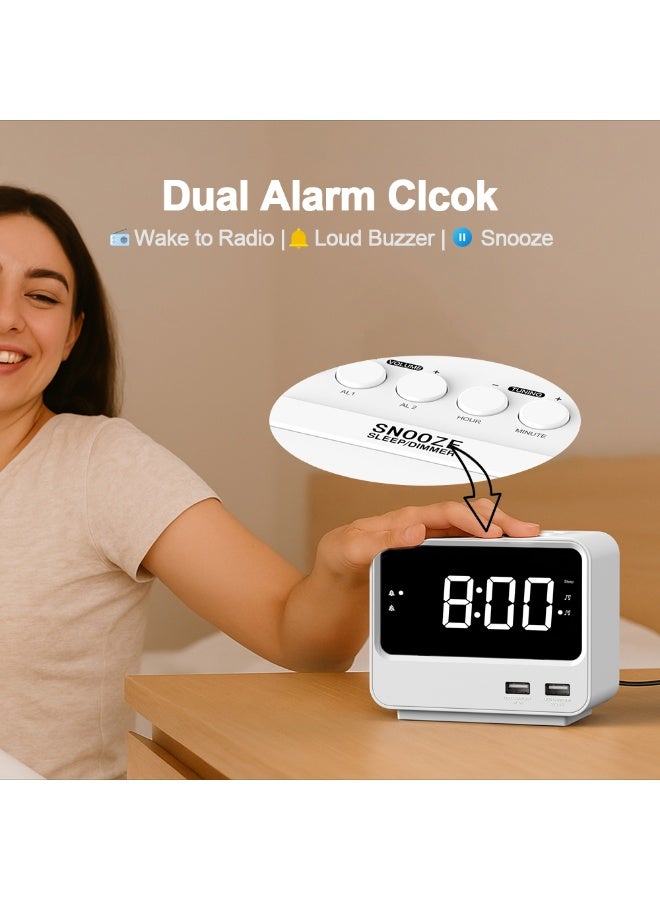 آي توما ساعة المنبه ، إنذارات مزدوجة مع عرض درجة الحرارة ، سنوز ، 12 / 24 ساعة ، ضوء ليلي وحجم قابل للتعديل ، قابل للتخفيف ، نسخة احتياطية من البطارية ، ساعات LED صغيرة محمولة لغرفة النوم - Image 2