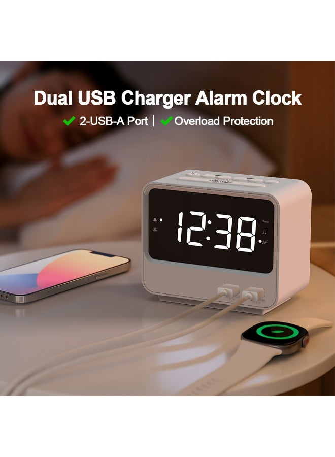 آي توما ساعة المنبه ، إنذارات مزدوجة مع عرض درجة الحرارة ، سنوز ، 12 / 24 ساعة ، ضوء ليلي وحجم قابل للتعديل ، قابل للتخفيف ، نسخة احتياطية من البطارية ، ساعات LED صغيرة محمولة لغرفة النوم - Image 4