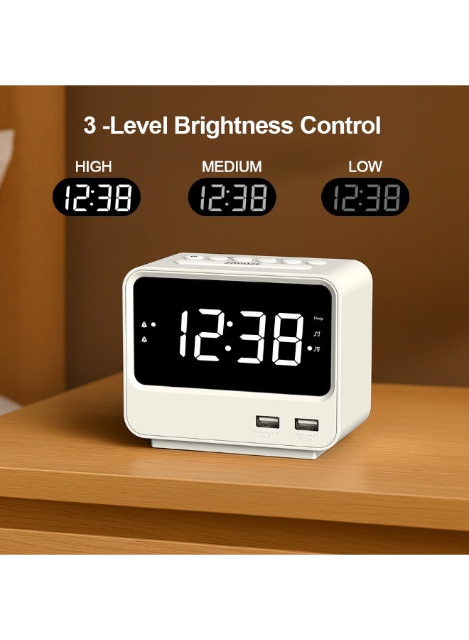 آي توما ساعة المنبه ، إنذارات مزدوجة مع عرض درجة الحرارة ، سنوز ، 12 / 24 ساعة ، ضوء ليلي وحجم قابل للتعديل ، قابل للتخفيف ، نسخة احتياطية من البطارية ، ساعات LED صغيرة محمولة لغرفة النوم - Image 5