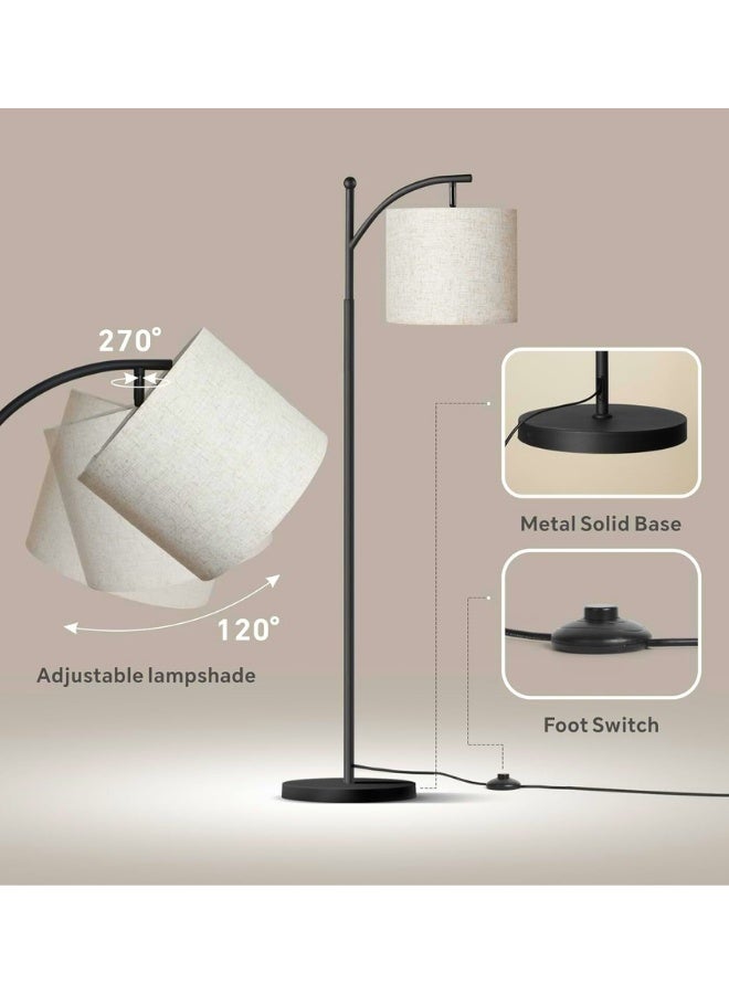 Chase Up Lantern Floor Lamp, Standing Lamp with 3 Color Temperatures Lampshade, Bedroom Reading Floor Lamps with Foot Switch & Linen, Bright Black Pole Standing Lamps （3 Colors） - Image 4