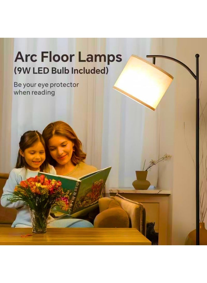 Chase Up Lantern Floor Lamp, Standing Lamp with 3 Color Temperatures Lampshade, Bedroom Reading Floor Lamps with Foot Switch & Linen, Bright Black Pole Standing Lamps （3 Colors） - Image 3