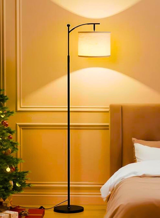 Chase Up Lantern Floor Lamp, Standing Lamp with 3 Color Temperatures Lampshade, Bedroom Reading Floor Lamps with Foot Switch & Linen, Bright Black Pole Standing Lamps （3 Colors） - Image 2