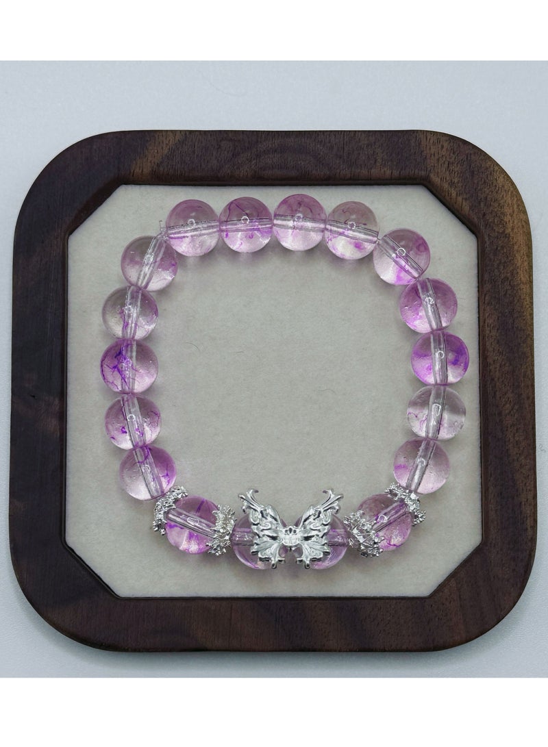 Chinese antique handmade glass bracelet original niche design glacier pink unisex