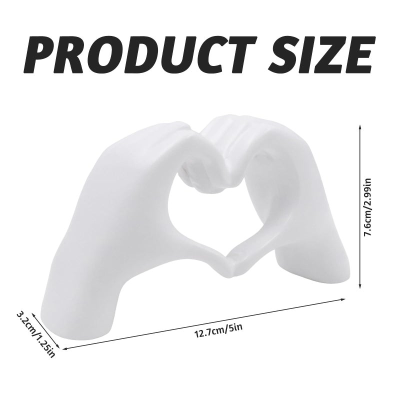 JLNGTHONG Heart Hands Sculpture, White Small Hands Love Ornaments for Shelf Decor Home Desktop Ornament, Love Finger Statue Modern Unique Decor Dresser Decor for Wedding Christmas Birthday Valentine's Day - Image 2
