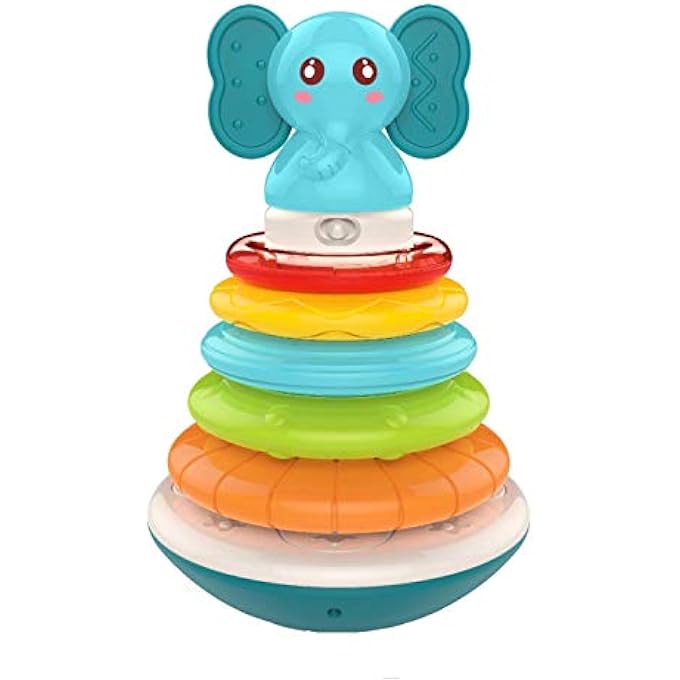 RAINBOW ELECTRONIC MUSICAL STACKING RING TOYS FOR BABY WITH 5 RING, MUSIC & LIGHT, CIRCLE STACKER NESTING TOY | LEARNING EDUCATIONAL STACKING TOYS FOR KIDS TODDLERS 1+ YEARS BOY GIRL (RING II) - Image 1