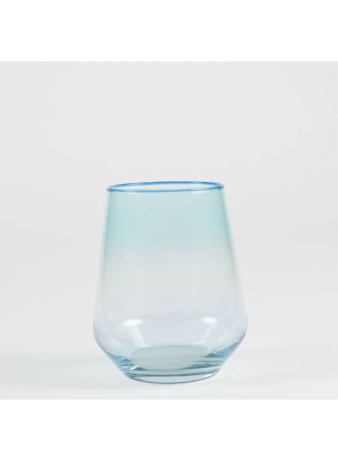DANUBE HOME Rakle 4-Piece Blue Rim Tumbler Glass Set - 425ml Soda Lime Glassware for Kitchen Table Top - Stylish and Durable Drinkware - Ideal for Everyday Use - Made in Turkey