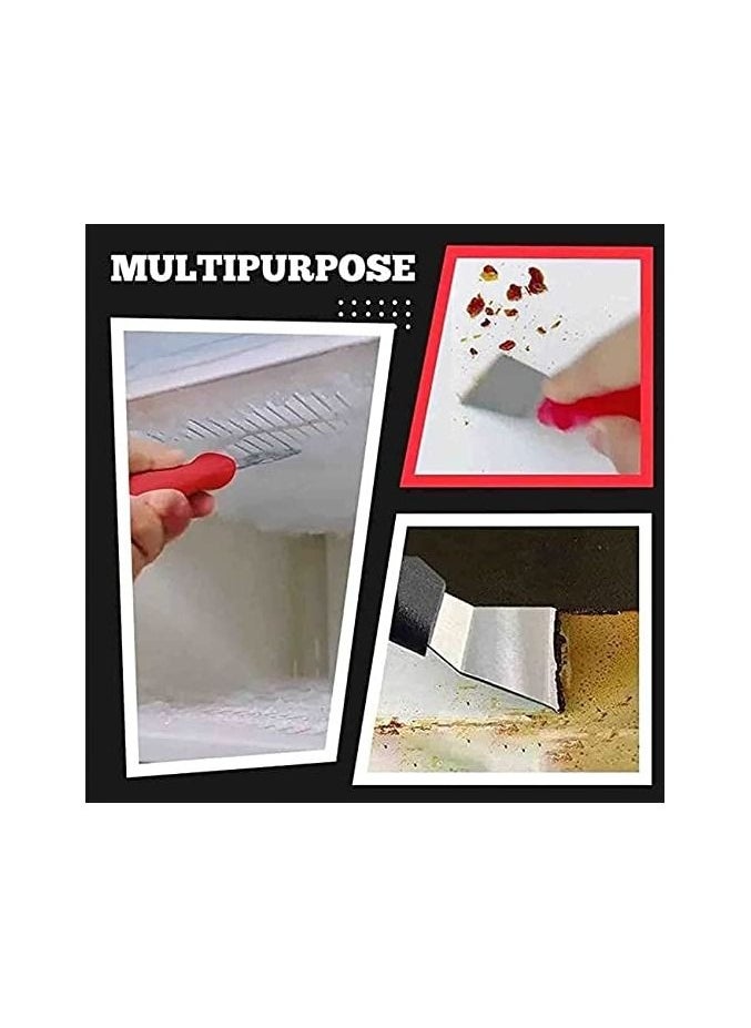 Spaceshoop 1 Piece Multi Purpose Kitchen Cleaning Spatula Hangable Stainless Steel Degreasing Shovel Gap Oil Stain Cleane Tool Suitable for Cleaning Refrigerator Ice Cubes and Kitchen Grease Angled Red  - Image 4