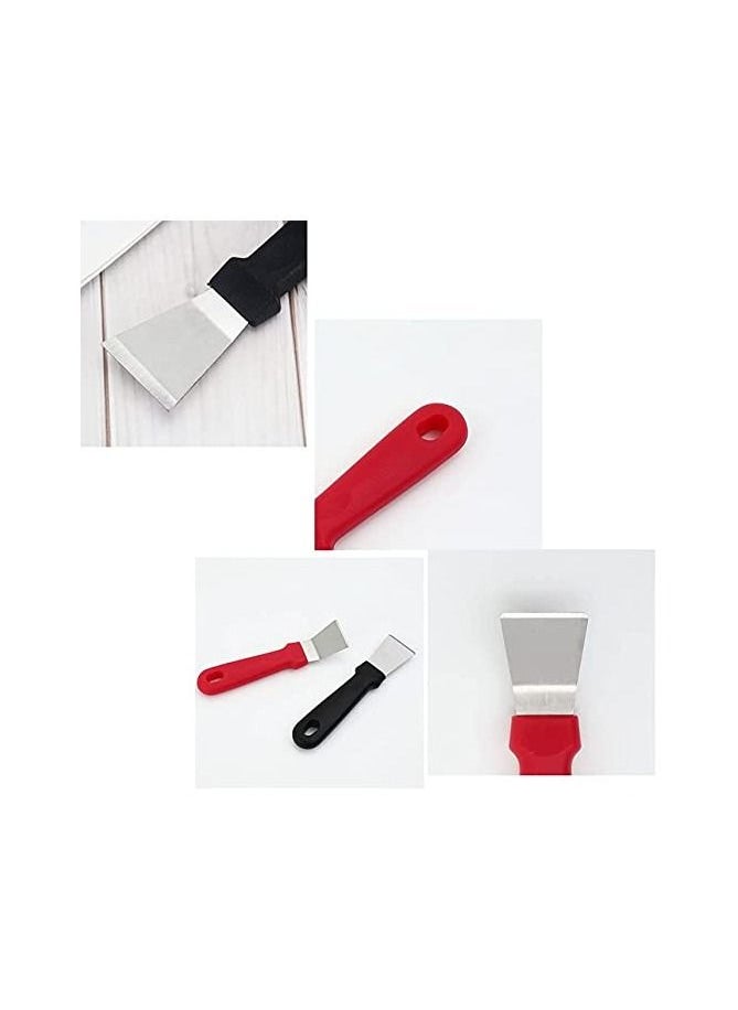 Spaceshoop 1 Piece Multi Purpose Kitchen Cleaning Spatula Hangable Stainless Steel Degreasing Shovel Gap Oil Stain Cleane Tool Suitable for Cleaning Refrigerator Ice Cubes and Kitchen Grease Angled Red  - Image 3