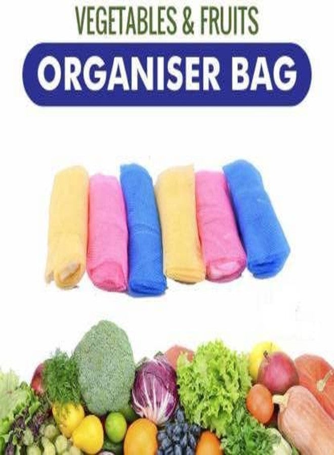 AGLOR Reusable Fridge Storage Bag For Vegetables And Fruits Mesh Net Fabric With Zip Lock Nylon Storage Pouch (Pack Of 12)(Multicolor) - Image 2