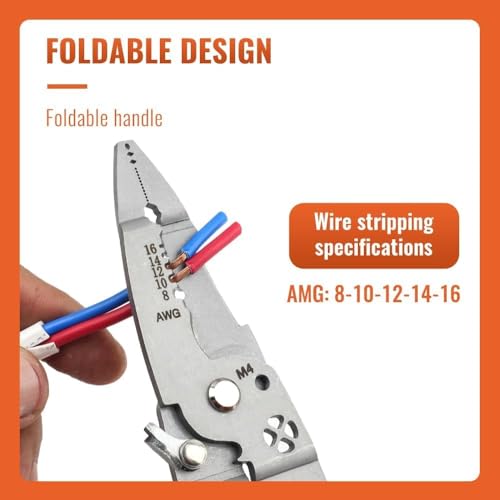 HVG TRADERS 12-in-1 Multifunctional Wire Stripper and Cutter, Professional Electrician Tool for Stripping, Crimping, & Twisting, Heavy Duty Cable Pliers with Screw Shearer and Comfortable Grip - Image 5