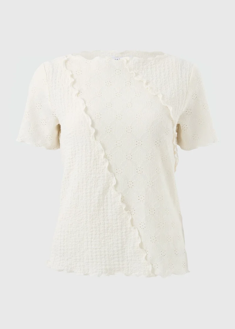 ماتلان Cream Mixed Texture T-Shirt