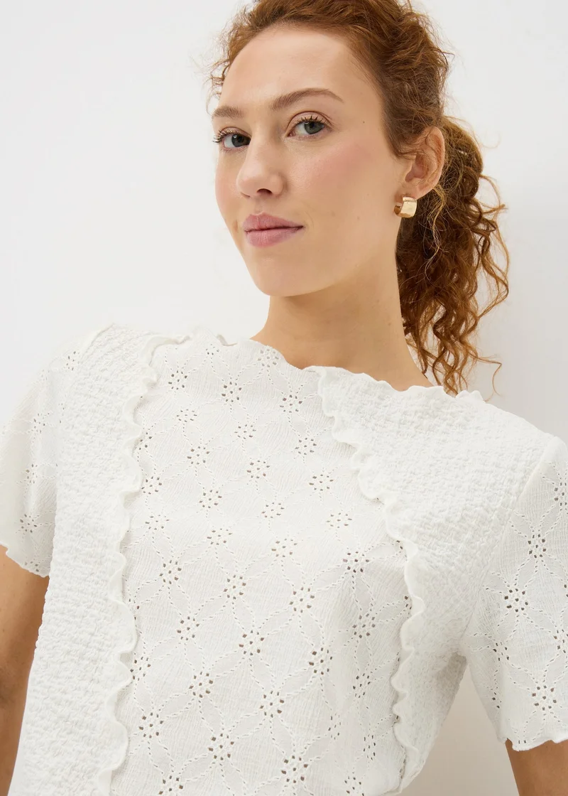 ماتلان Cream Mixed Texture T-Shirt