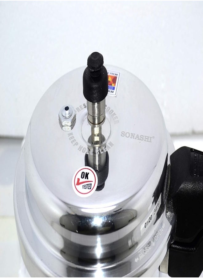 AKDC Sonashi Spc-230 Pressure Cooker – Heavy-Base Aluminium Pressure Cooker With Whistling Weight Valve, Extra Strong Lugs, Mirror Polish, Home Appliances  - Image 4