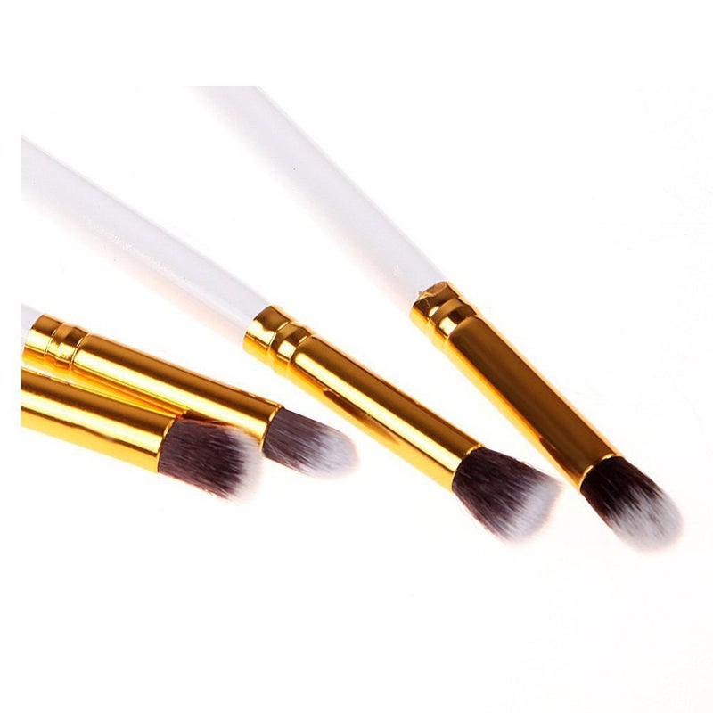 Gugzy 4 pcs Pro Makeup Cosmetic Tool Eye Shadow Foundation Blending Brush White Gold - Image 5